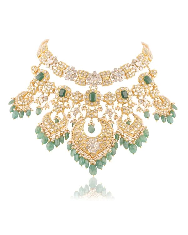 Kiran Necklace And Kavya Chandbalis Polki Set - Image 6