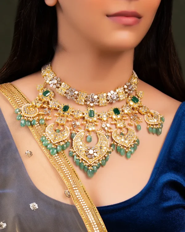 Kiran Necklace And Kavya Chandbalis Polki Set - Image 7