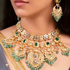 Kiran Necklace And Kavya Chandbalis Polki Set