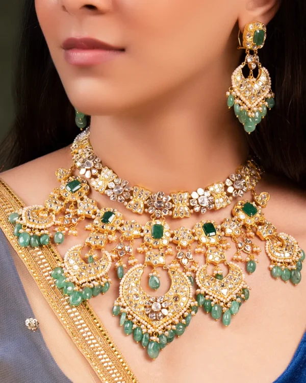 Kiran Necklace And Kavya Chandbalis Polki Set
