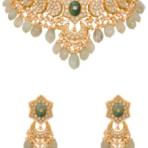 Bushra Necklace and Shifa Chandbalis Polki Set