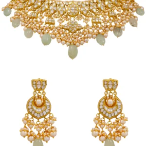 Kinika Necklace and Latif Chandbalis Polki Set