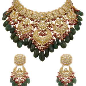 Neeliya Necklace and Kashish Chandbalis Polki Set