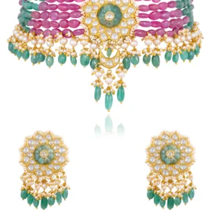 Avanti Bead Choker and Ashisha Tops Polki Set