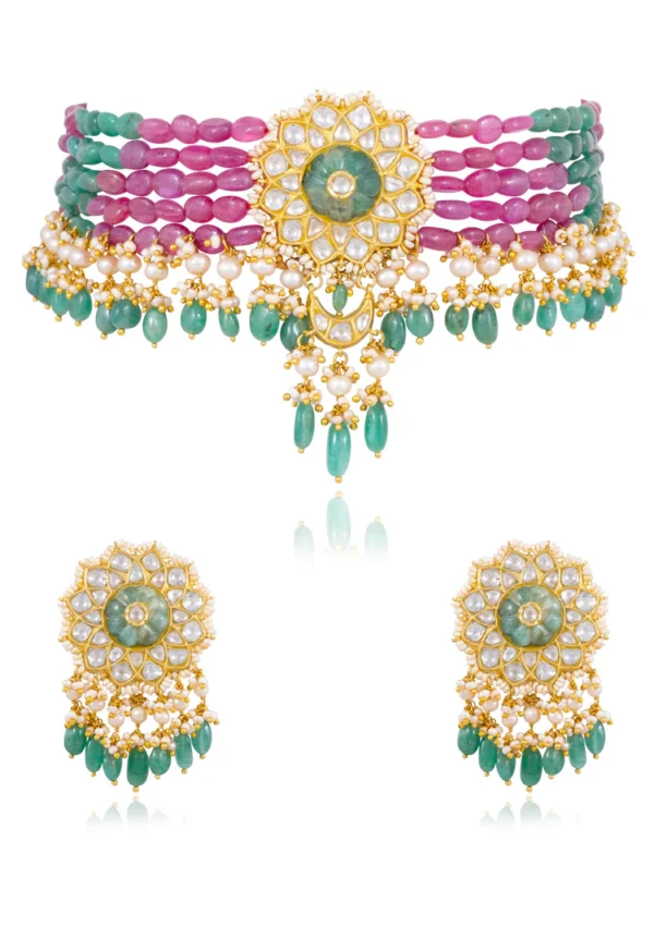 Avanti Bead Choker and Ashisha Tops Polki Set