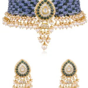 Mitika Bead Choker and Rucheeka Long Earrings Polki Set