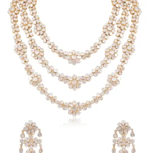 Aliza Long Necklace and Lazeni Long Earrings Polki Set