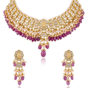 Shantae Necklace And Krutika Long Earrings Polki Set