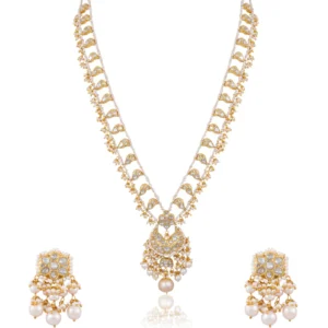 Bhavika Long Necklace And Nasya Tops Polki Set