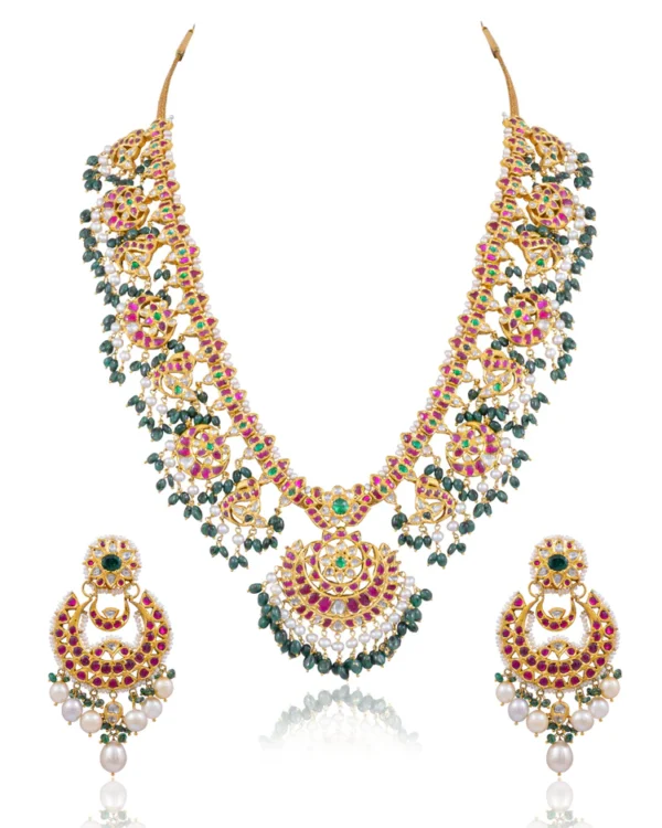 Sangita Long Necklace And Udita Chandbalis Jadau Polki Set