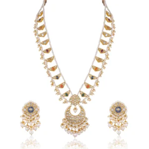 Navya Long Necklace And Vani Tops Polki Set