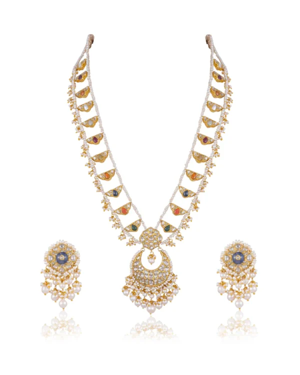 Navya Long Necklace And Vani Tops Polki Set