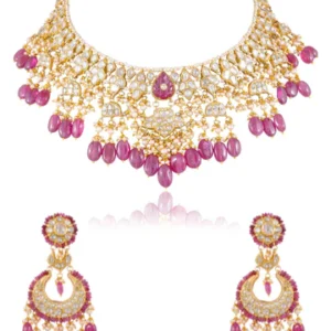 Aanam Necklace And Rekha Chandbalis Polki Set