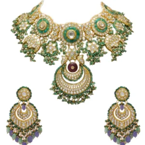 Arya Necklace And Anaiah Chandbalis Polki Set